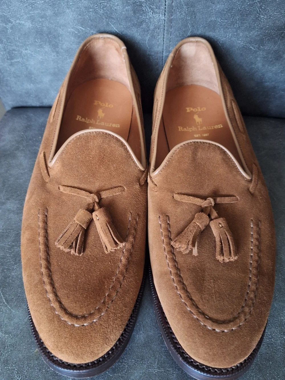 Polo Ralph Lauren Booth Tassel Suede Slip-on Loafers Brown Dress Shoe Mens 10.5D